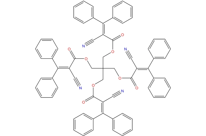 1,3-bis-[(2 '-cyano-3',3 '-diphénylacryloyl) oxy]-2,2-bis-{[(2'-cyano-3 ',3'-diphénylacryloyl) oxy] méthyl}-propane