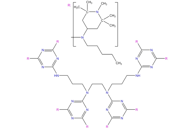 N,N',N' ',N''-tétrakis (4,6-bis(butyl-(N-methyl-2,2,6, 6-tétraméthylpipéridine-4-yl) amino)triazin-2-yl)-4,7-diazadécane-1,10-diamine